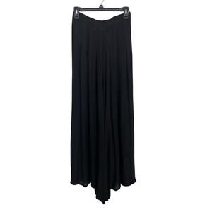 Vtg 90s Black Tie Oleg Cassini 100% Silk Sheer Black Wide Leg Pants Size 8